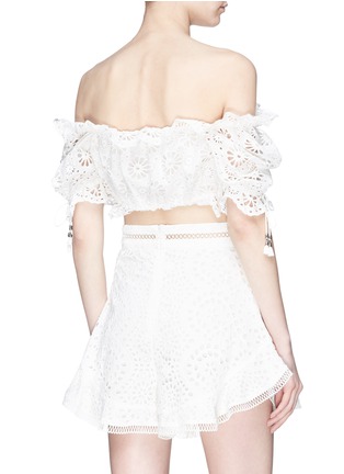 Back View - Click To Enlarge - ZIMMERMANN - 'Lumino Daisy' broderie anglaise off-shoulder cropped top