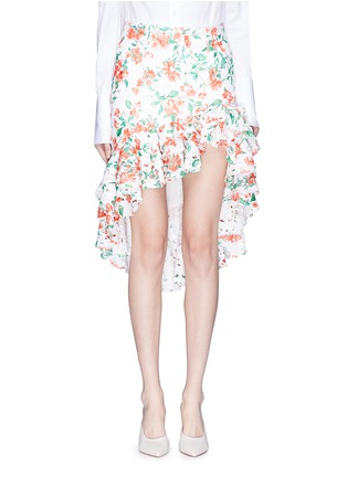 Main View - Click To Enlarge - CAROLINE CONSTAS - Asymmetric tiered ruffle floral broderie anglaise skirt
