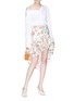 Figure View - Click To Enlarge - CAROLINE CONSTAS - Asymmetric tiered ruffle floral broderie anglaise skirt