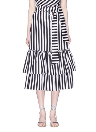 Main View - Click To Enlarge - CAROLINE CONSTAS - Tiered ruffle stripe voile skirt