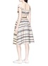 Back View - Click To Enlarge - JW ANDERSON - Two-in-one stripe belted off-shoulder patchwork dress