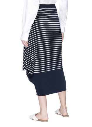 Back View - Click To Enlarge - JW ANDERSON - Asymmetric stripe drape Merino wool knit skirt