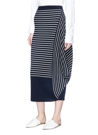 Front View - Click To Enlarge - JW ANDERSON - Asymmetric stripe drape Merino wool knit skirt