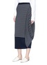 Front View - Click To Enlarge - JW ANDERSON - Asymmetric stripe drape Merino wool knit skirt