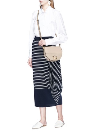Figure View - Click To Enlarge - JW ANDERSON - Asymmetric stripe drape Merino wool knit skirt
