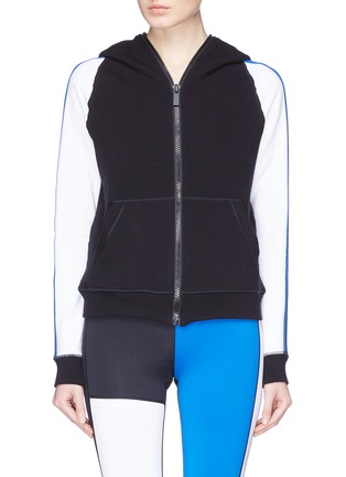 Main View - Click To Enlarge - ALALA - 'Helix' colourblock cropped raglan zip hoodie