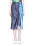 Main View - Click To Enlarge - TIBI - 'Delphina' colourblock stripe ruched silk twill midi skirt