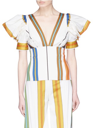Main View - Click To Enlarge - SILVIA TCHERASSI - 'Turin' puff sleeve stripe top