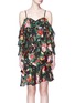 Main View - Click To Enlarge - ALICE & OLIVIA - 'Florentina' floral burnout ruffle cold-shoulder chiffon dress