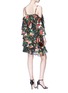 Figure View - Click To Enlarge - ALICE & OLIVIA - 'Florentina' floral burnout ruffle cold-shoulder chiffon dress