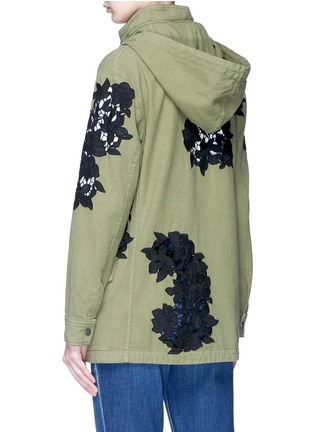Back View - Click To Enlarge - ALICE & OLIVIA - 'Meta' guipure lace panel oversized twill parka