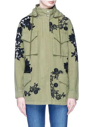 Main View - Click To Enlarge - ALICE & OLIVIA - 'Meta' guipure lace panel oversized twill parka