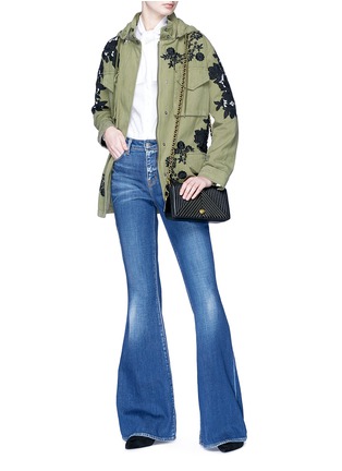 Figure View - Click To Enlarge - ALICE & OLIVIA - 'Meta' guipure lace panel oversized twill parka