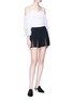 Figure View - Click To Enlarge - ALICE & OLIVIA - 'Ronan' floral guipure lace godet crepe shorts