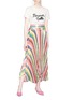 Figure View - Click To Enlarge - ALICE & OLIVIA - 'Katz' sunburst pleated stripe maxi skirt