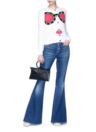 Figure View - Click To Enlarge - ALICE & OLIVIA - 'Ruthy' watermelon Stace face cardigan