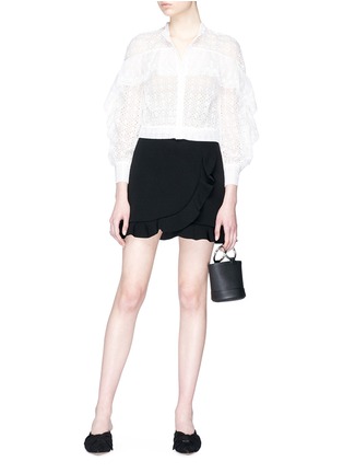 Figure View - Click To Enlarge - ALICE & OLIVIA - 'Lani' ruffle trim mock wrap mini skirt