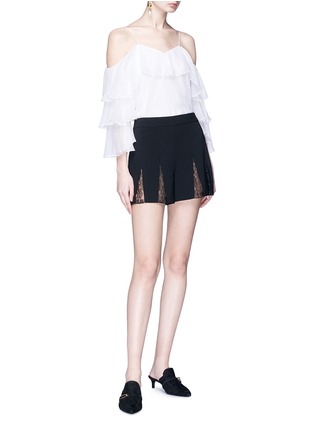 Figure View - Click To Enlarge - ALICE & OLIVIA - 'Marylee' ruffle off-shoulder silk crepe blouse