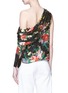 Back View - Click To Enlarge - ALICE & OLIVIA - 'Serita' floral burnout one-shoulder chiffon top