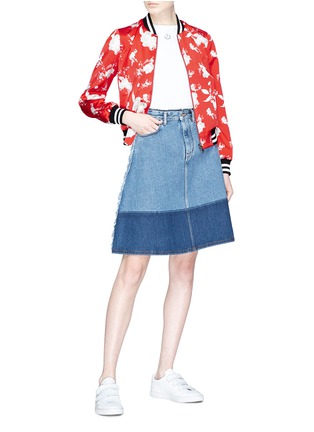 Figure View - Click To Enlarge - ALICE & OLIVIA - 'Lonnie' reversible floral print silk satin bomber jacket