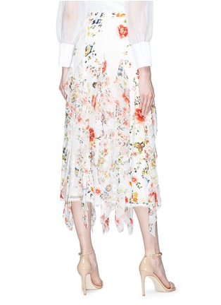 Back View - Click To Enlarge - ALICE & OLIVIA - 'Yulia' lace godet ruffle floral print silk chiffon skirt