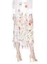 Back View - Click To Enlarge - ALICE & OLIVIA - 'Yulia' lace godet ruffle floral print silk chiffon skirt