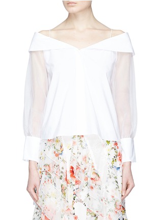 Main View - Click To Enlarge - ALICE & OLIVIA - 'Prim' organdy sleeve off-shoulder blouse