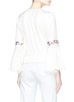 Back View - Click To Enlarge - ALICE & OLIVIA - 'Kindra' floral embroidered bell sleeve top