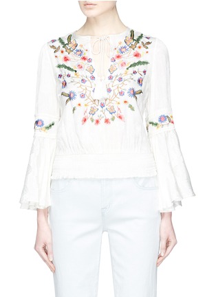 Main View - Click To Enlarge - ALICE & OLIVIA - 'Kindra' floral embroidered bell sleeve top