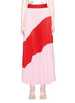 Main View - Click To Enlarge - ALICE & OLIVIA - 'Tavi' colourblock plissé pleated georgette skirt