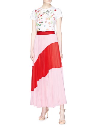 Figure View - Click To Enlarge - ALICE & OLIVIA - 'Tavi' colourblock plissé pleated georgette skirt
