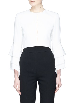 Main View - Click To Enlarge - ALICE & OLIVIA - 'Presley' ruffle sleeve cropped blazer