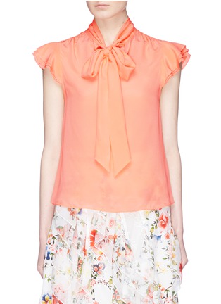 Main View - Click To Enlarge - ALICE & OLIVIA - 'Laney' ruffle sleeve silk pussybow top