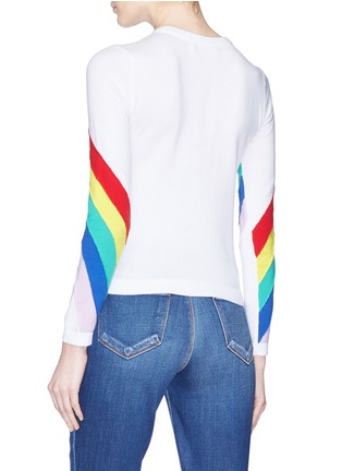 Back View - Click To Enlarge - ALICE & OLIVIA - 'Ruthy' rainbow slogan embroidered cardigan