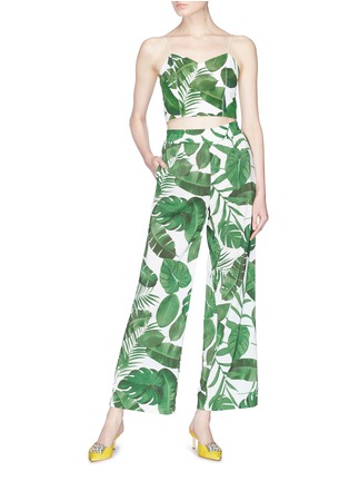 Figure View - Click To Enlarge - ALICE & OLIVIA - 'Archer' palm leaf print cropped camisole top