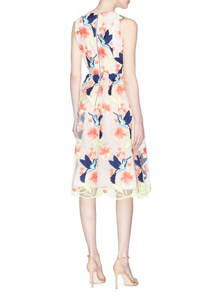 Back View - Click To Enlarge - ALICE & OLIVIA - 'Becca' hummingbird floral embroidered tulle dress