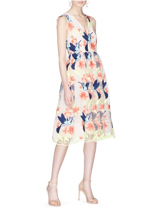 Figure View - Click To Enlarge - ALICE & OLIVIA - 'Becca' hummingbird floral embroidered tulle dress