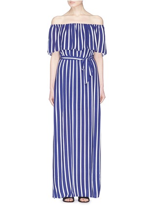 Main View - Click To Enlarge - ALICE & OLIVIA - 'Grazi' stripe off-shoulder belted maxi dress