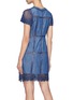 Back View - Click To Enlarge - ALICE & OLIVIA - 'Tona' crochet lace patchwork chambray dress