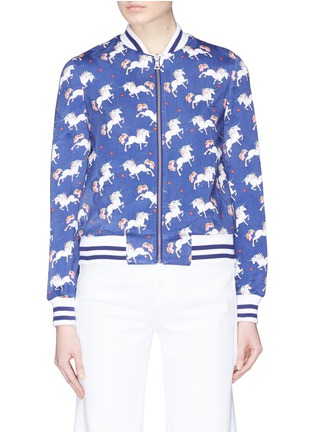 Main View - Click To Enlarge - ALICE & OLIVIA - 'Lonnie' reversible unicorn print bomber jacket