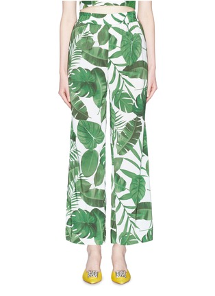 Main View - Click To Enlarge - ALICE & OLIVIA - 'Benny' palm leaf print crepe wide leg pants