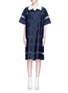 Main View - Click To Enlarge - 73437 - Slogan embroidered split back stripe organdy polo dress