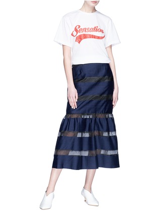 Figure View - Click To Enlarge - 73437 - Stripe organdy fishtail maxi skirt