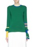 Main View - Click To Enlarge - ENFÖLD - Asymmetric stripe ruffle sleeve sweater