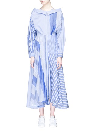 Main View - Click To Enlarge - ENFÖLD - Stripe poplin patchwork maxi shirt dress