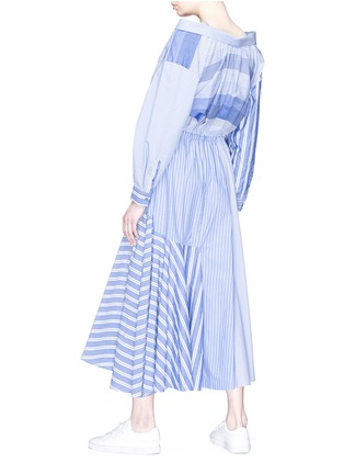 Figure View - Click To Enlarge - ENFÖLD - Stripe poplin patchwork maxi shirt dress