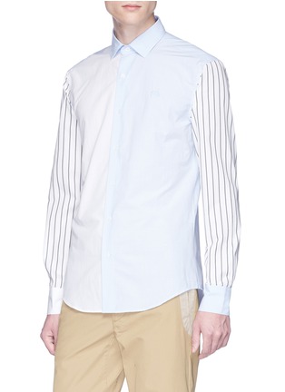 Detail View - Click To Enlarge - JW ANDERSON - Colourblock stripe sleeve unisex poplin shirt