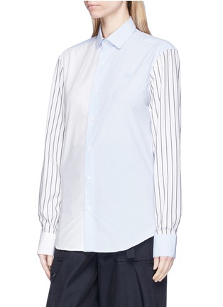 Front View - Click To Enlarge - JW ANDERSON - Colourblock stripe sleeve unisex poplin shirt