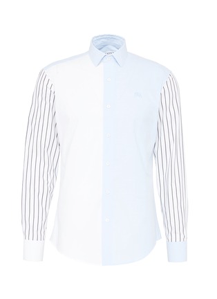 Main View - Click To Enlarge - JW ANDERSON - Colourblock stripe sleeve unisex poplin shirt