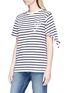 Front View - Click To Enlarge - JW ANDERSON - 'Breton Stripe' embroidered logo unisex T-shirt